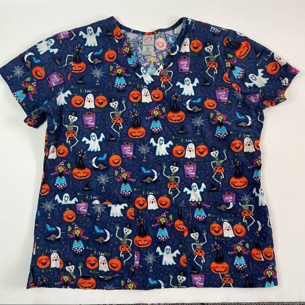 Peaches Uniforms Halloween Scrub Top